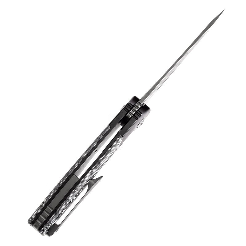 KANSEPT Cassowary Flipper Black Anodized Titanium and Black White Nebula Carbon Fiber Handle (2.9''CPM S35VN Blade ) Koch Tools Design -K2065B2