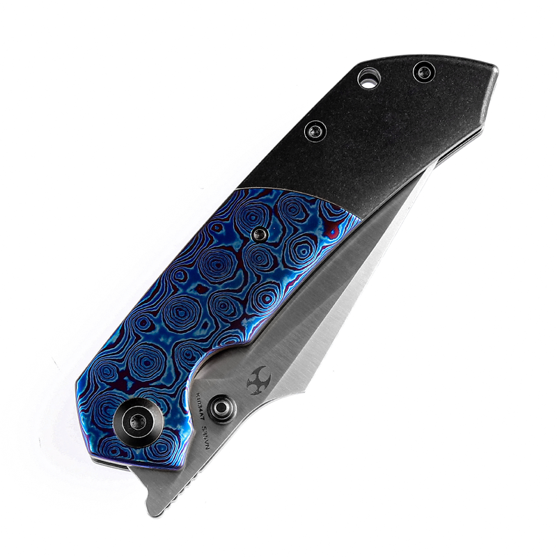 KANSEPT Fenrir Front Flipper/Thumb Stud Knife Titanium + Timascus Handle (3.48'' CPM-S35VN Blade) Greg Schob Design-K1034A7