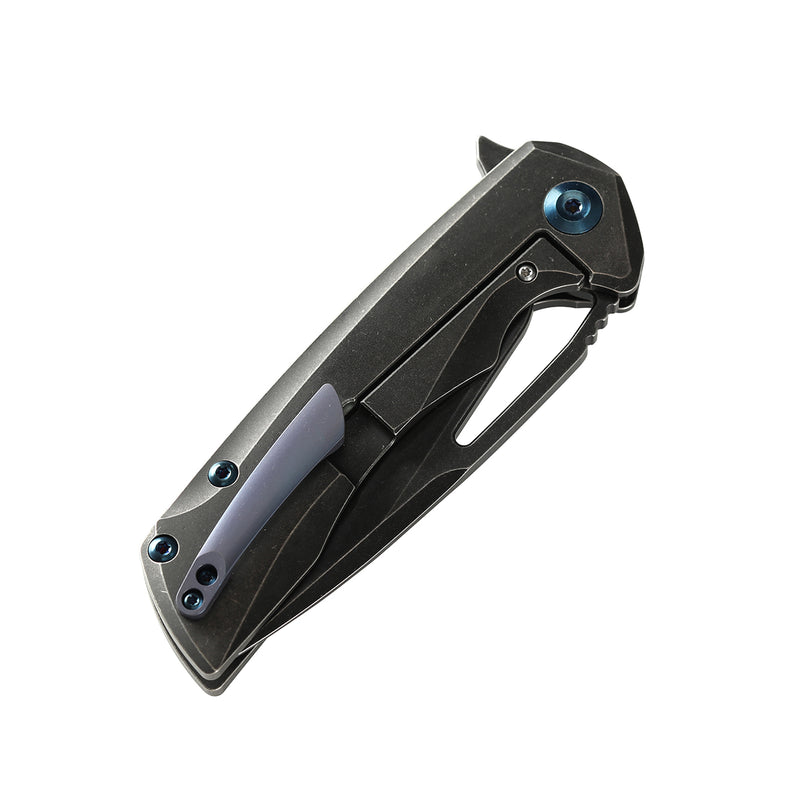 KANSEPT KRYO Thumb Hole Black Titanium Handle (3.58" CPM S35VN Blade) Kim Ning Design-K1001A2