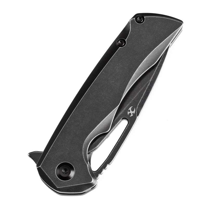 KANSEPT Mini Kryo Thumb Hole Blackwash Titanium Handle (2.9" CPM S35VN  Blade) Kim Ning Design-K2001S1