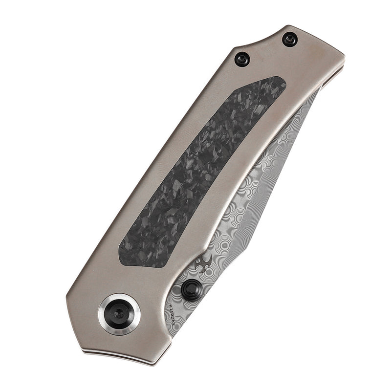 KANSEPT Fermi  Carbon Fiber Handle (3.11" Damascus Blade) Burchtree Designs-K1122A2