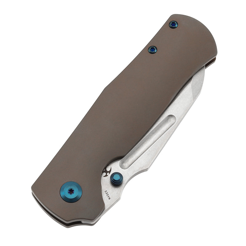 KANSEPT Dreadnaught Thumb Stubs Bronze Anodized Titanium Handle (3.49''CPM S35VN Blade ) Daniel Sparhawk Design -K1082A3