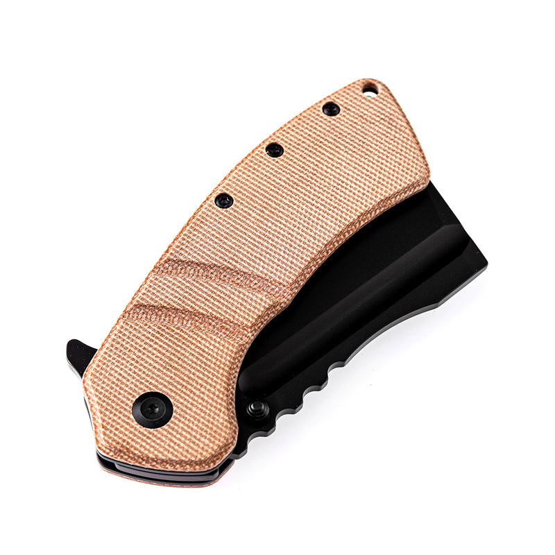 KANSEPT Thumb Stub XL Korvid Brown Micarta Handle (3.55'' 154CM Blade) Designed by Koch Tools-T1030A2