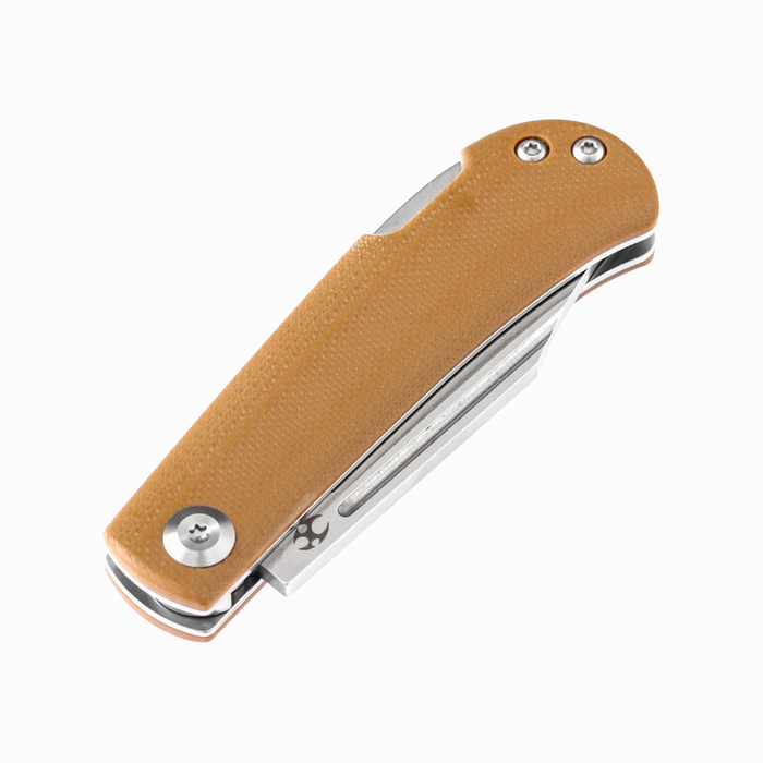 KANSEPT Wedge Back Lock Knife Yellowish-Brown G10 Handle (2.45'' 154CM Blade) Nick Swan Design-T2026B9