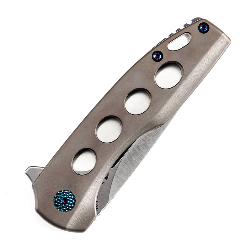 KANSEPT Cassowary Flipper Knife Bronzed Anodized Titanium Handle (2.9'' CPM S35VN Blade) Koch Tools -K2065A5