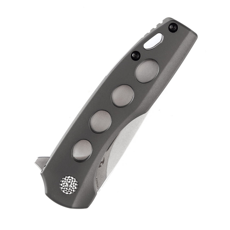 KANSEPT Cassowary Flipper Knife Grey Anodized Titanium Handle (2.9'' CPM-S35VN Blade) Koch Tools -K2065A2