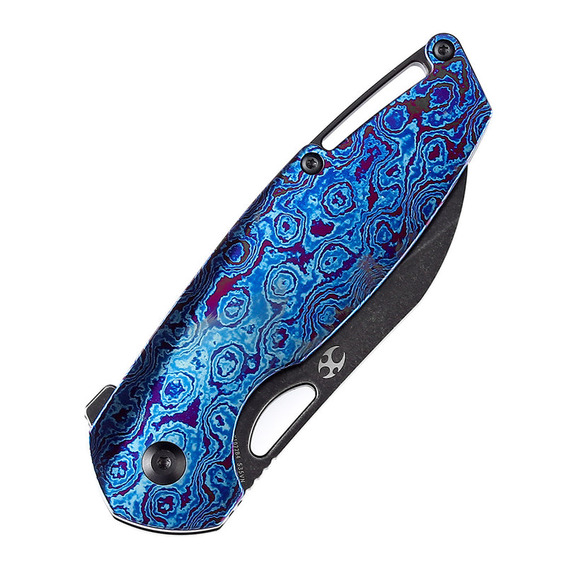 Model 6 K1022B4 Black Stonewashed CPM-S35VN Blade Timascus + Black Anodized Titanium Handle Designed  by Nick Swan