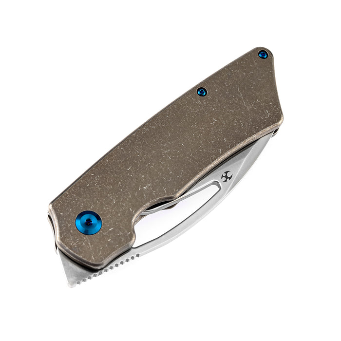 Kansept Goblin XL Thumb Hole Knife Bronzed Anodized Titanium Handle ( 3.50''CPM-S35VN Blade) Marshall Noble Design-K1016A3