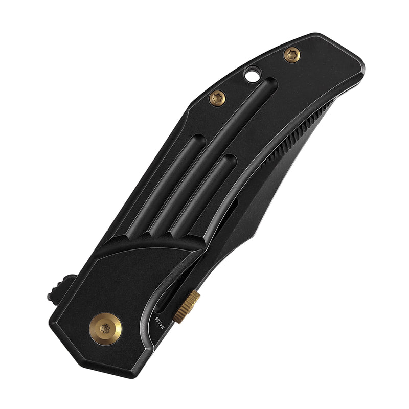 KANSEPT Orion Limited Version Flipper Blackwash Titanium Handle (3.07" Blackwash CPM S35VN with CNC Milling Blade) JB Stout Design-K1089A4