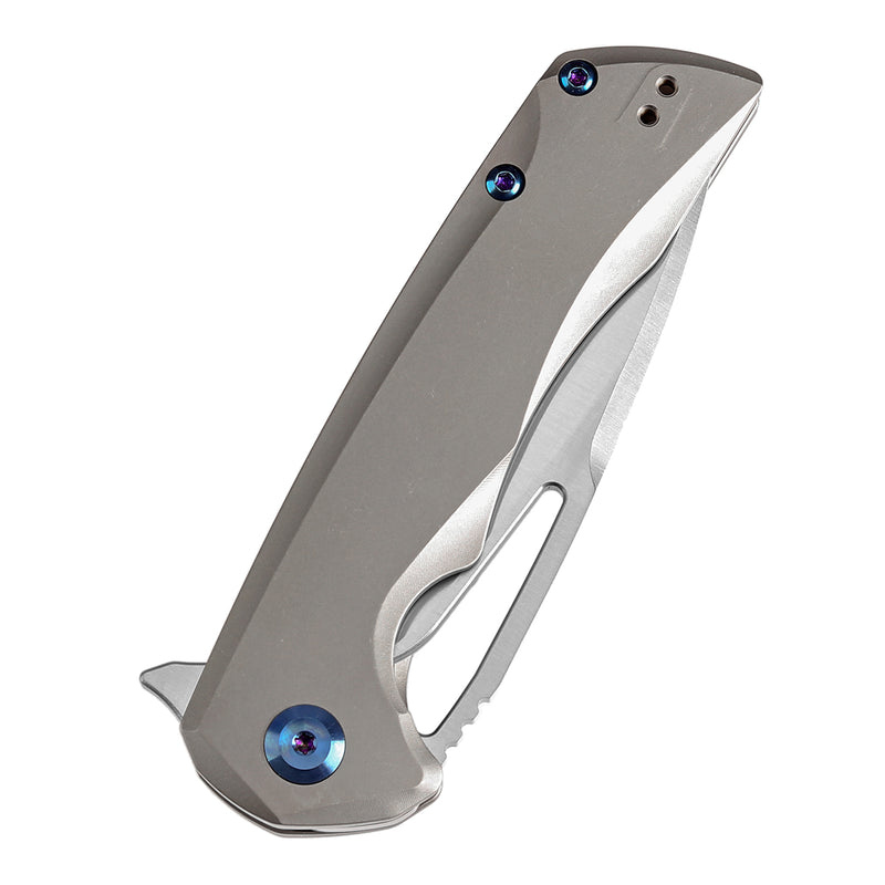 KANSEPT KRYO Thumb Hole Bronze Anodized and Stonewashed Titanium Handle (3.58" CPM S35VN Blade) Kim Ning Design-K1001A8