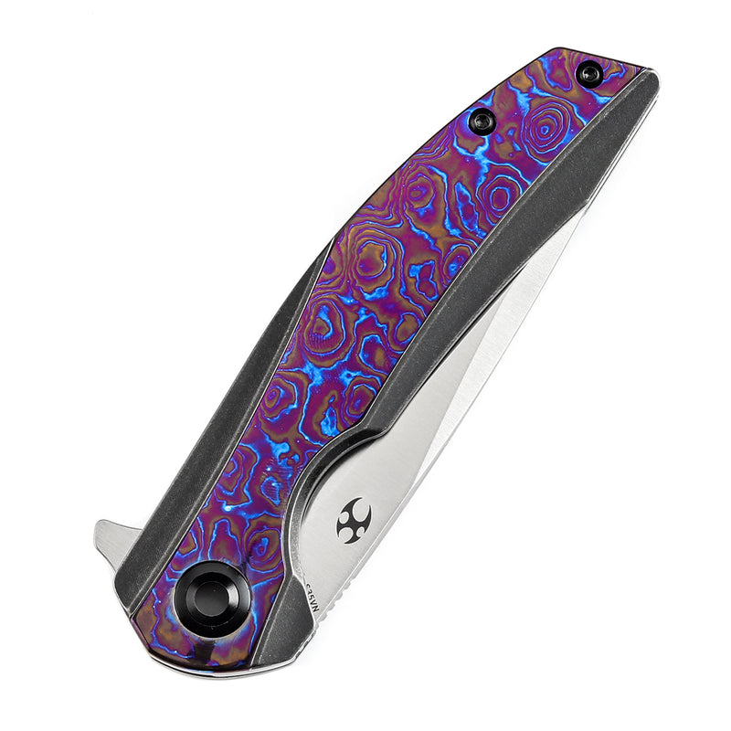 KANSEPT Accipiter Black Anodized Titanium and Timascus Handle (3.50" CPM S35VN Blade) Kim Ning Design-K1007E3