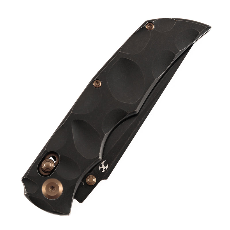 KANSEPT SIF Crossbar Lock Blackwash Titanium with Dimples Handle (3.76" CPM S35VN Blade) AGO Knives Designed- K1100V3