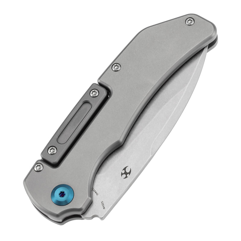 KANSEPT Hazard Bali Lock Knife Stonewashed Titanium Handle(3.63" CPM S35VN Blade)Steven Dunnuck Design-K1104H1