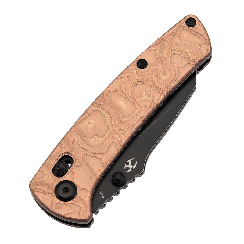 KANSEPT Main Street Crossbar Lock Knife G-10 with Copper Foil Handle(3.36" CPM S35VN Blade)Pinkerton Knives Design-K1015V2