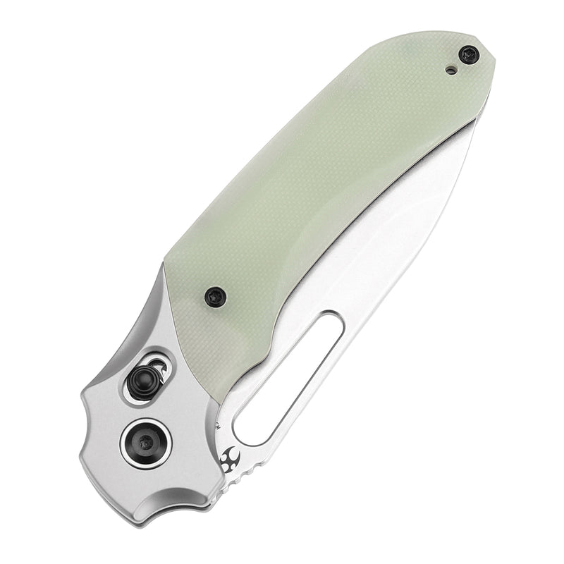 KANSEPT Quasar Cross Bar Lock Jade G10 Handle (3.38" 154CM Blade) with Munko Knives Design-T1099V1
