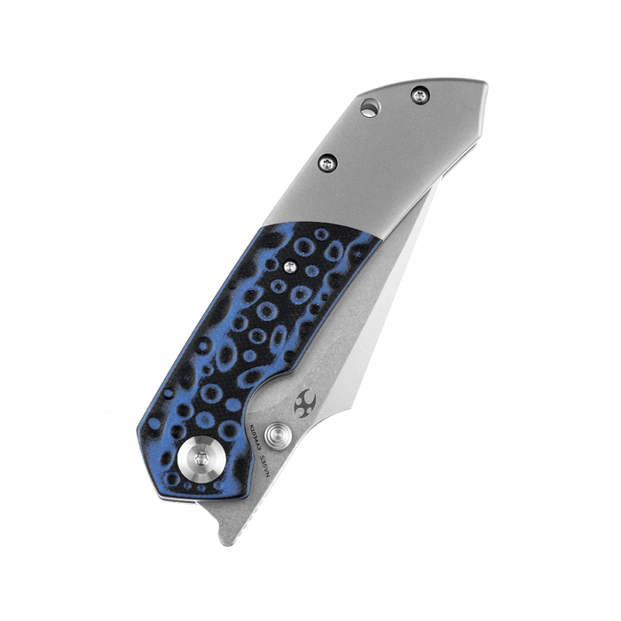 KANSEPT Fenrir Flipper/Thumb Hole Knife Black and Blue G10 + Titanium Handle (3.48'' CPM-S35VN Blade) Greg Schob Design-K1034A3