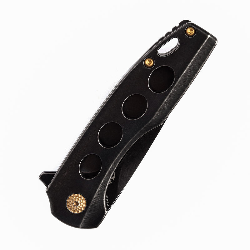 KANSEPT Cassowary Flipper Knife Blackwash Titanium Handle (2.9'' CPM-S35VN Blade) Koch Tools -K2065A1