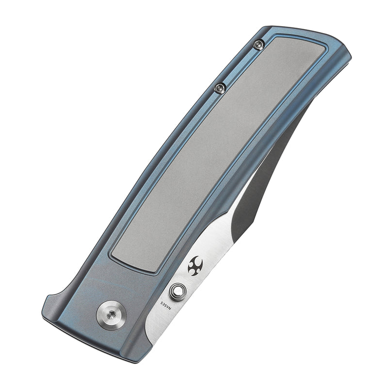 KANSEPT Bison Thumb Stub Blue Anodized Titanium Handle (4.25" CPM S35VN Blade) with Ray Laconico Knives Design-K1108B2