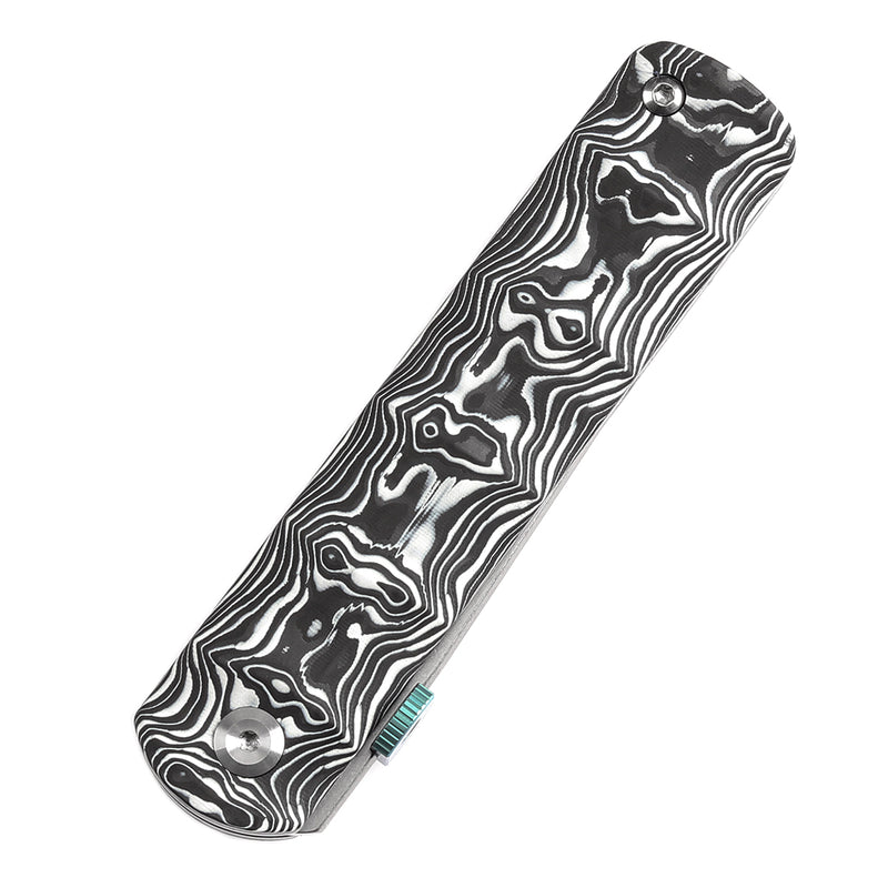 KANSEPT BTF Thumb Disc Knife Black White Nebula Carbon Fiber Handle (3.24'' CPM-S35VN Blade)Rolf  Helbig-K1064A3