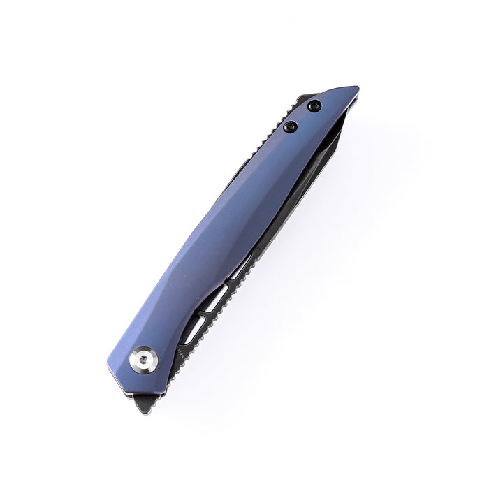 lucky Star K1013T2  CPM-S35VN  Blade Blue Anodized Titanium Handle with MaxTkachuk Design