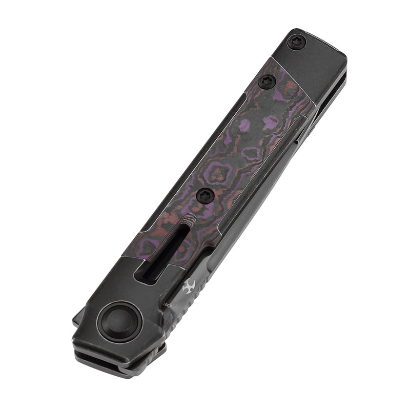 KANSEPT Kitpu Flipper Blackwash Titanium with Purple Haze Fatcarbon (2.9" Mirror DLC CPM20CV) Jonathan Styles Design- K2123A1