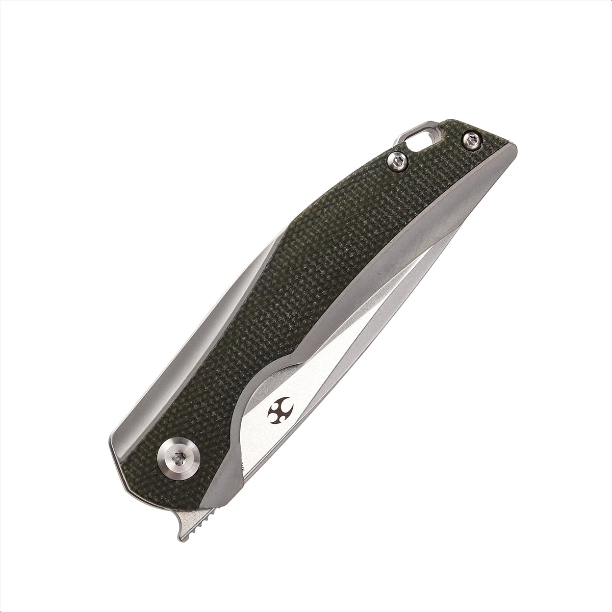 KANSEPT Mini Accipiter Front Flipper Knife OD Green Canvas Micarta