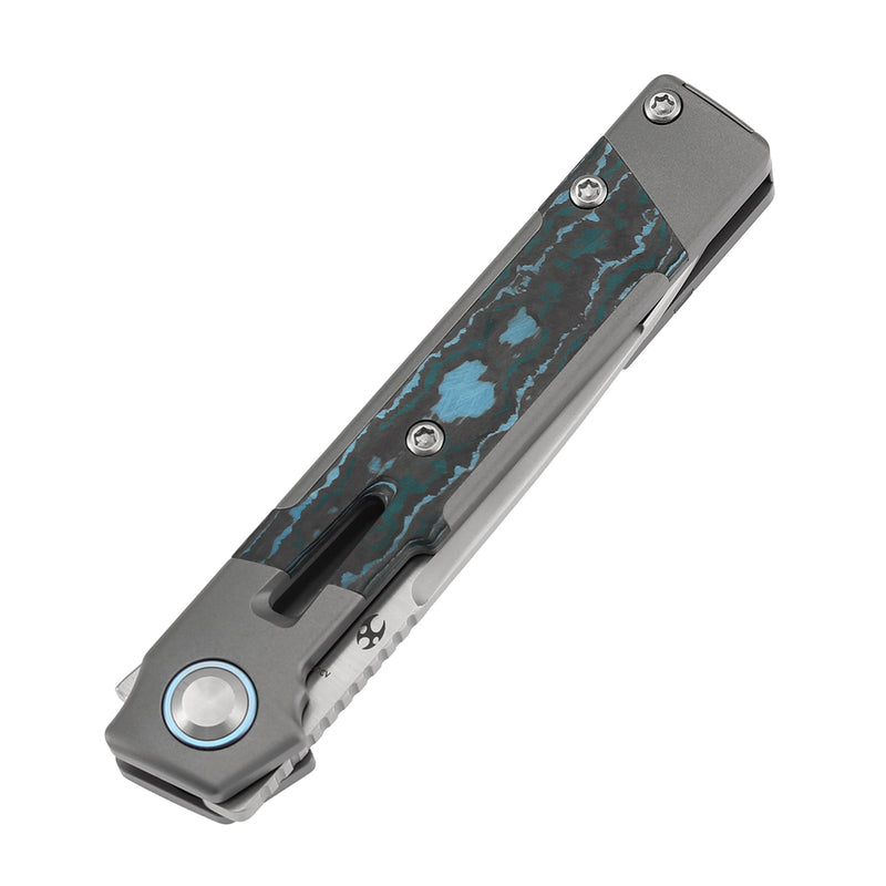 KANSEPT Kitpu Flipper Stonewashed Titanium with Artic Storm Fatcarbon (2.9" Satin CPM 20CV) Jonathan Styles Design- K2123A2