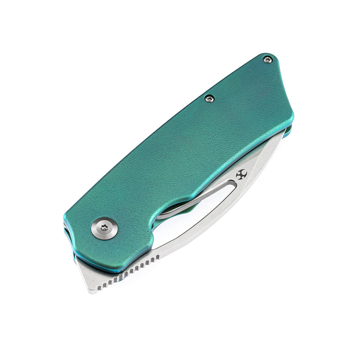Goblin XL K1016A4 Marshall Noble Green Anodized Titanium with Orange Peel Finish Handle Stonewashed CPM-S35VN Blade