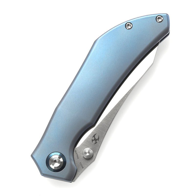 KANSEPT Tipper Thumb Stub Knife Blue Anodized Titanium Handle(3.38'' CPM S35VN Blade)Edgy Bladeworks Design-K1079A1
