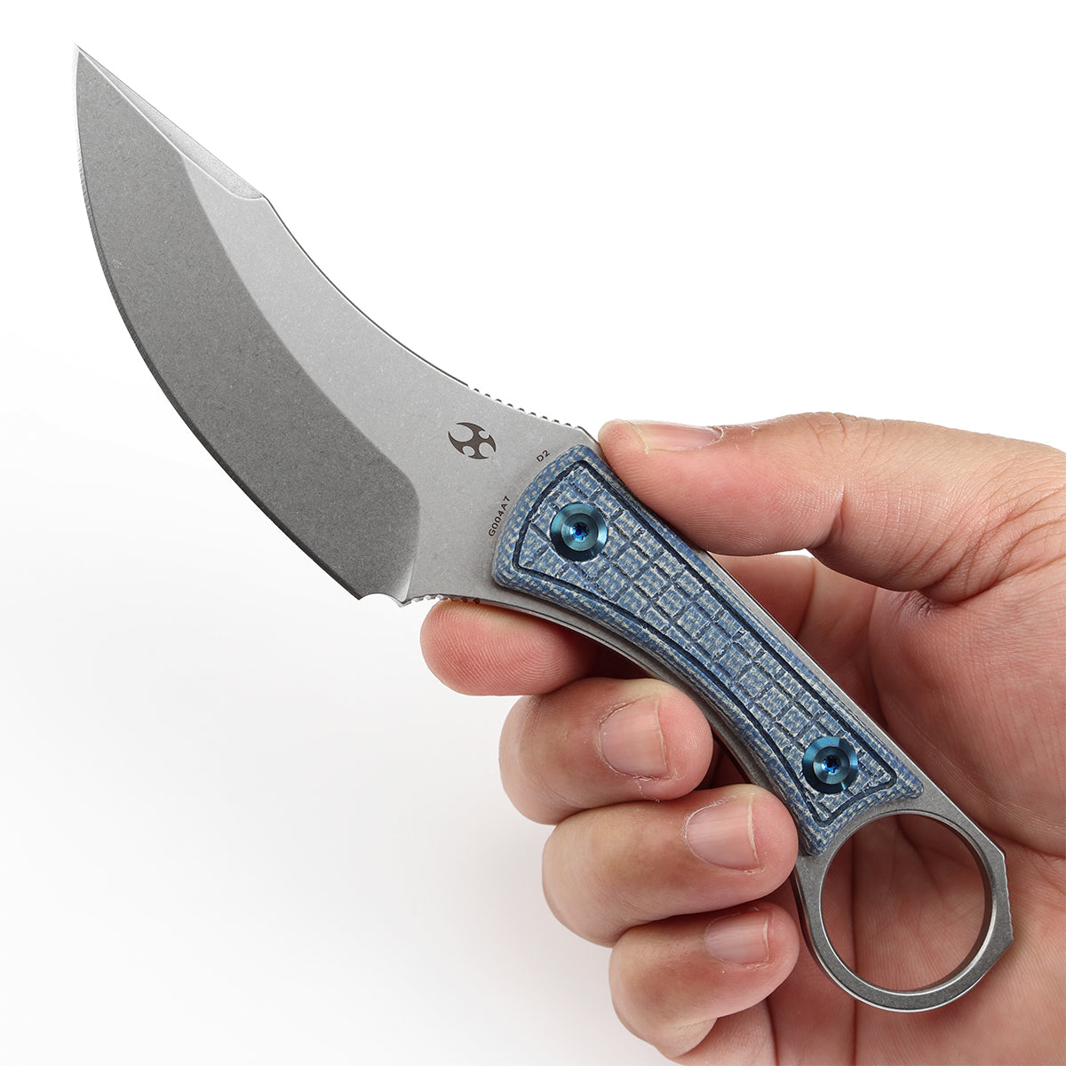 KANSEPT Niko Fixed Knife Blue Micarta with Frag Pattern Handle