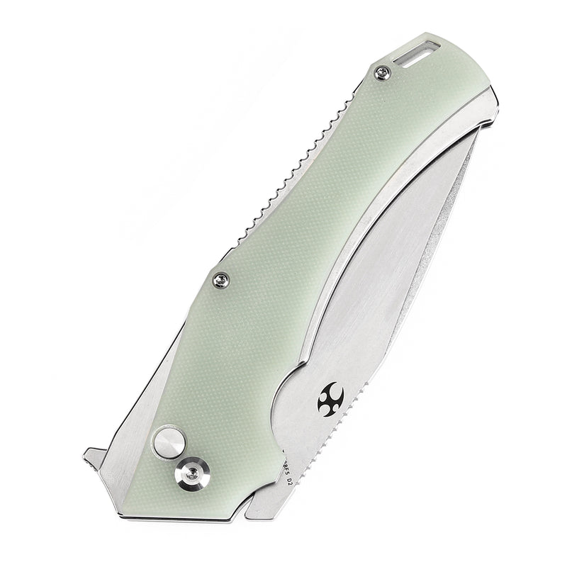 KANSEPT Hellx Button Lock Jade G10 Handle (3.6''D2 Blade ) Mikkel Willumsen Design - T1008F5