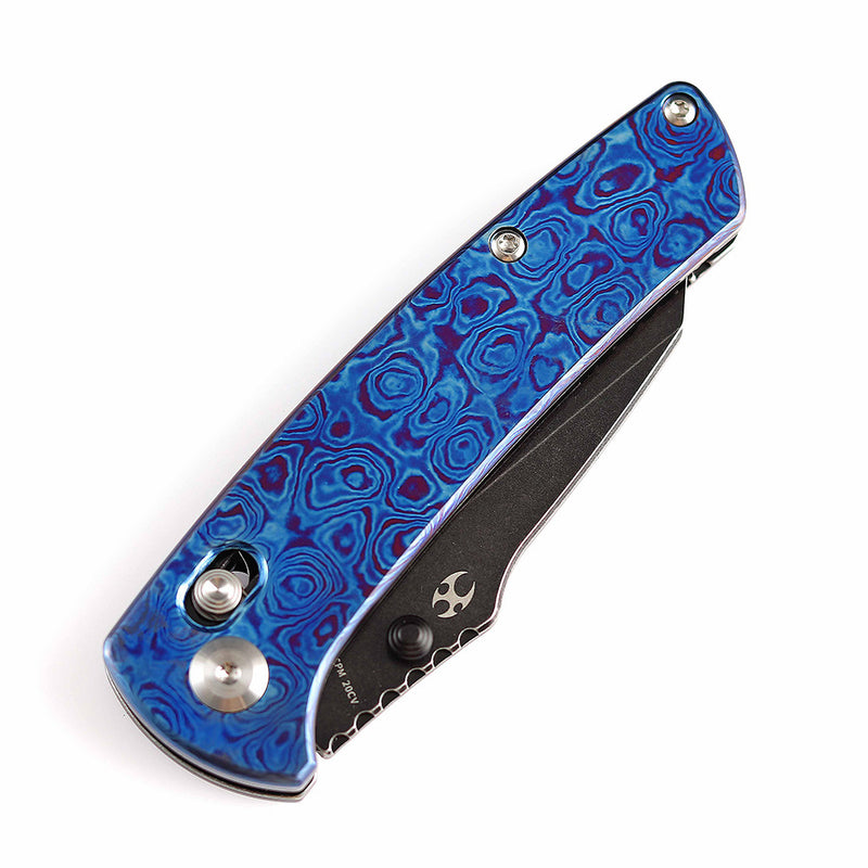 KANSEPT Main Street Thumb Studs/Crossbar Lock Knife  Timascus Handle (3.36''CPM 20CV Blade) Dirk Pinkerton Design-K1015M1