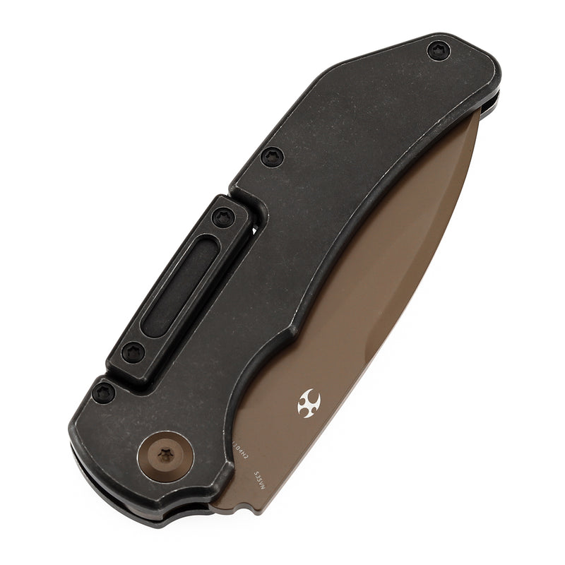 KANSEPT Hazard Bali Lock Knife Blackwash Titanium Handle(3.63" Rose Gold Coated CPM S35VN Blade)Steven Dunnuck Design-K1104H2