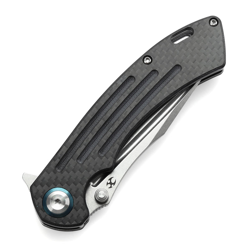 KANSEPT Pretatout Thumb Stub Flipper Carbon Fiber and G10 Handle (3.56“ CPM S35VN Blade) with Kmaxrom Design-K1032A5