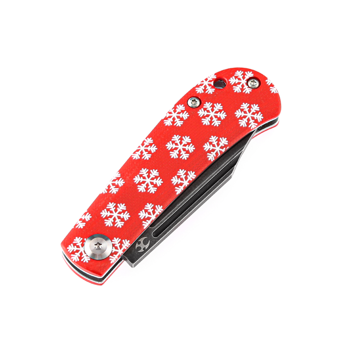 KANSEPT Bevy Slip Joint Knife Red G10 Snowflake Print Handle (2.9'' 154CM Blade) Nick Swan Design-T2026SC