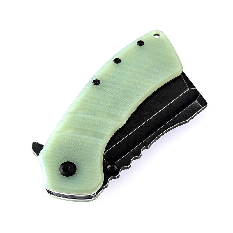 KANSEPT XL Korvid Thumb Stub Jade G10 Handle (3.55" 154CM Blade)Designed by Koch Tools-T1030A3