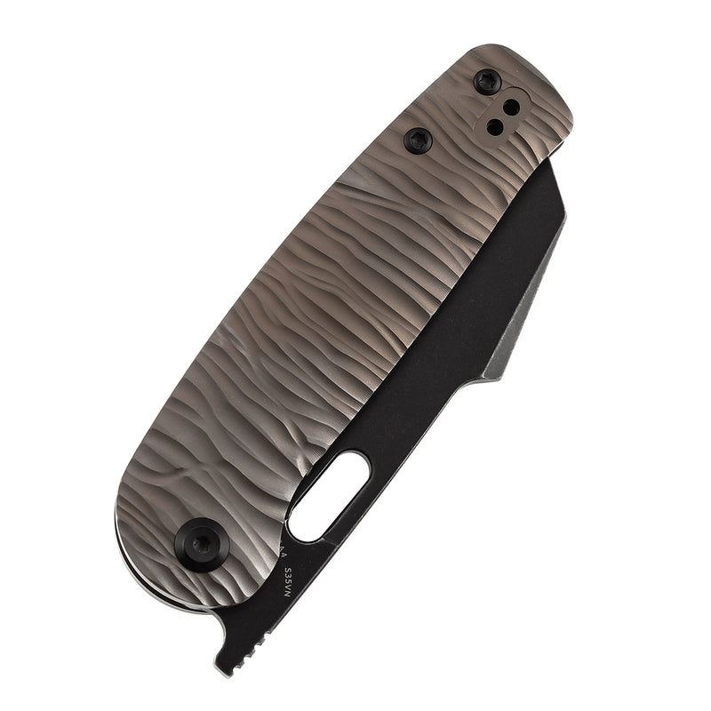 KANSEPT Orlok Thumb Hole Bronze Anodized Titanium with Micro Rock Texture(3.03" CPM S35VN) Terry Cour II Design- K2111A4
