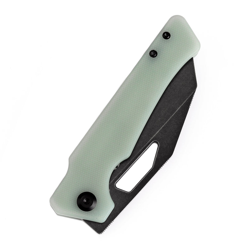 KANSEPT Egress T1033A6 Black Stonewashed 14C28N Jade G10 Handle with Nitch Designs Design