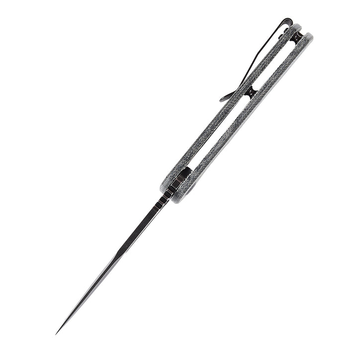 KANSEPT Kryo Thumb Hole/Flipper Knife Denim Micarta Handle (3.58"12C28N Blade) Kim Ning Design-T1001M1