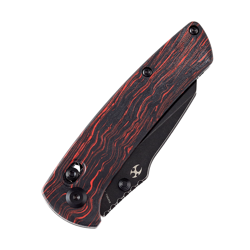 KANSEPT Main Street Thumb Studs/Crossbar Lock KnifeBlack and Red G-Mascus  Handle (3.36''154CM Blade) Dirk Pinkerton Design-T1015V5