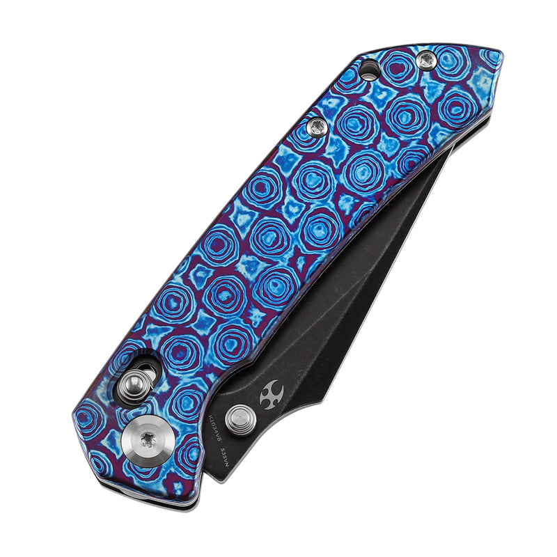 KANSEPT Fenrir Crossbar Lock Knife Timascus Handle (3.48'' CPM S35VN Blade) Greg Schob Design - K1034V6