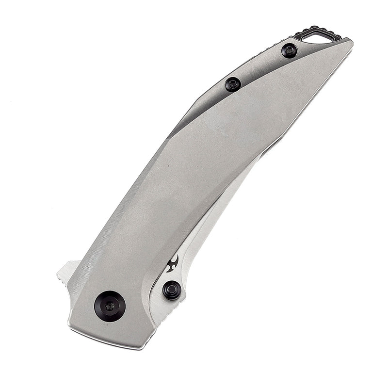 KANSEPT Baku Flipper/Thumb Hole Knife Plain Titanium Handle (3.2'' CPM-S35VN Blade) Sparrow Knife Co Design-K1056A3