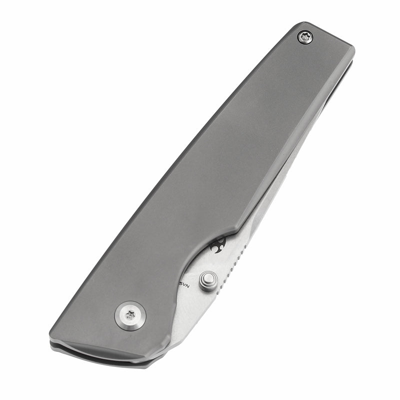 KANSEPT Chimera Thumb Stub Stonewashed Titanium Handle (3.15" CPM S35VN Blade) with Matsey Design-K1096A2
