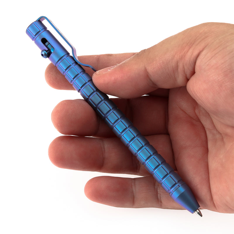 Kansept EDC Scavenger Bolt Action Blue Anodized Titanium Pen with Frag Pattern Designed by Kevin Passon-G013H5