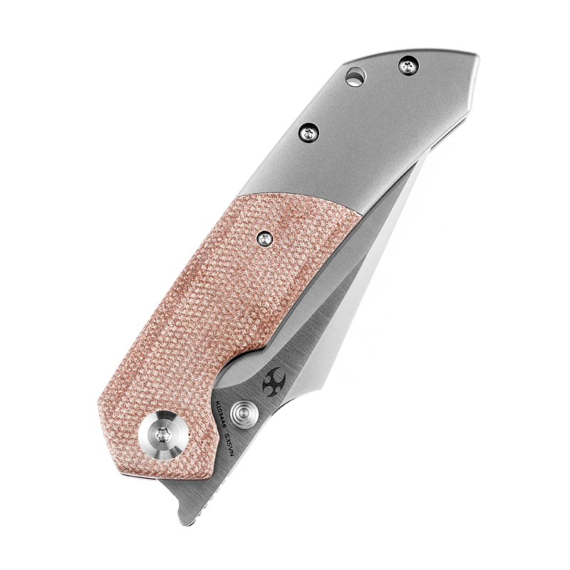 KANSEPT Fenrir Front Flipper/Thumb Stud Knife Brown Micarta + Titanium Handle (3.48'' CPM-S35VN Blade) Greg Schob Design-K1034A6