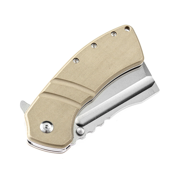 KANSEPT XL Korvid Thumb Studs/ Flipper Light Sand G10 Handle(3.55'' 154CM Blade)Koch Tools Design-T1030A5