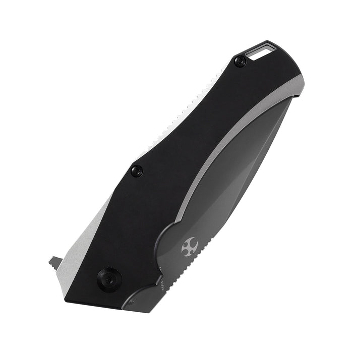 KANSEPT Hellx Flipper Knife Black Coating + Plian Titanium Handle (3.60"CPM-S35VN Blade)Mikkel Willumsen Design -K1008A2