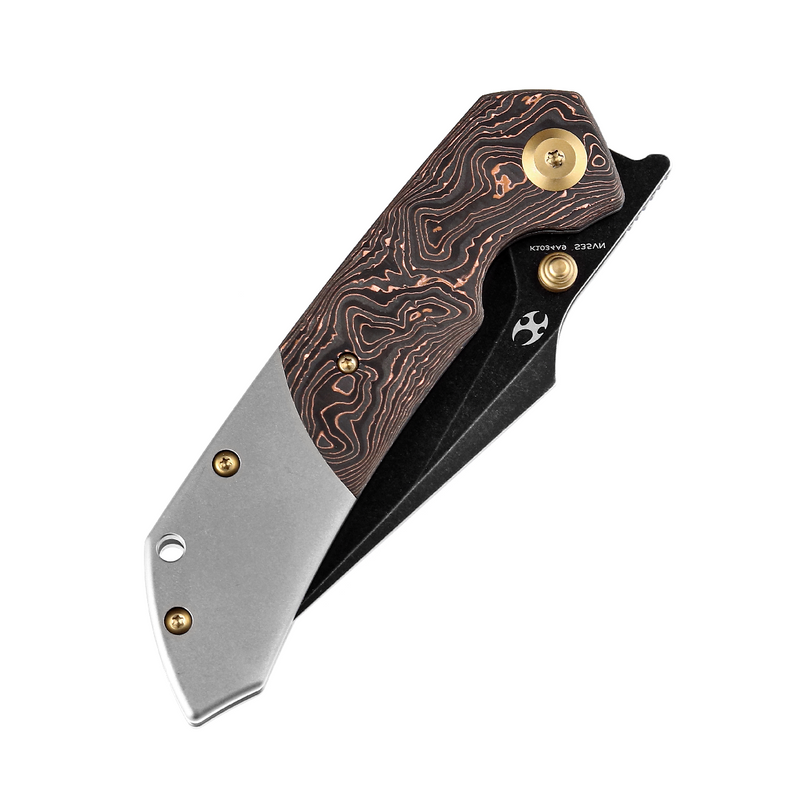KANSEPT Fenrir Front Flipper/Thumb Stud Knife  Copper Carbon Fiber + Titanium Handle (3.48'' CPM-S35VN Blade) Greg Schob Design-K1034A9
