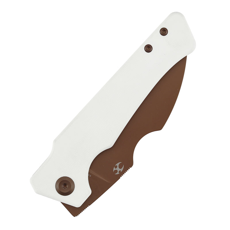 KANSEPT Egress Front Flipper White G10 Handle (3.47" Rose Gold Coated CPM S35VN Blade) Nitch Designs-K1033B3