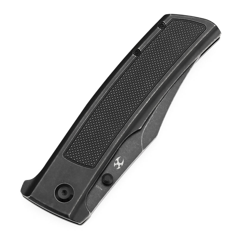 KANSEPT Bison Thumb Stub Blackwash Titanium with Frag Pattern Handle 4.25" CPM S35VN Blade) with Ray Laconico Knives Design-K1108A4